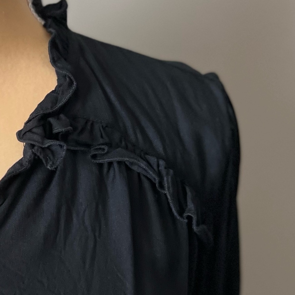 Hinge Ruffled Button Down Black Blouse - image 8